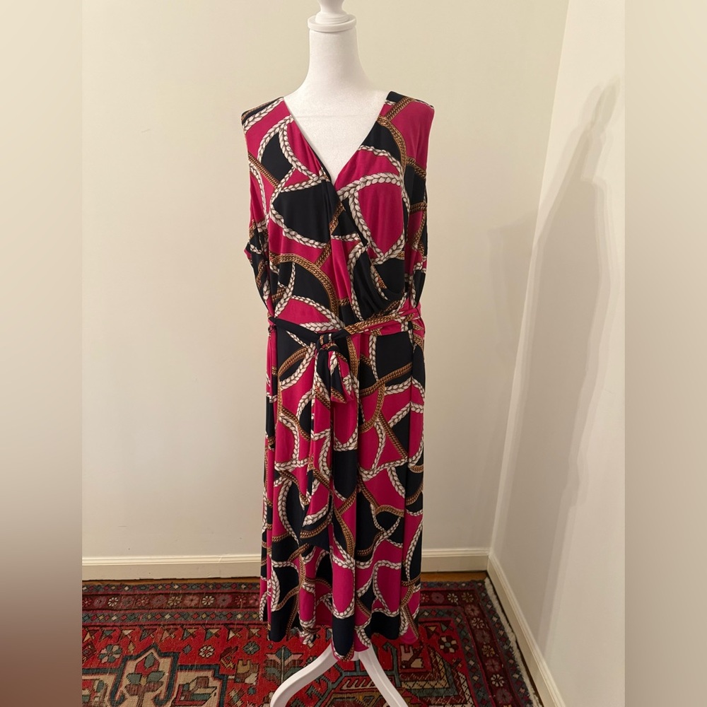 Lauren Ralph Lauren Faux Wrap Dress Belted Size 20W NWOT